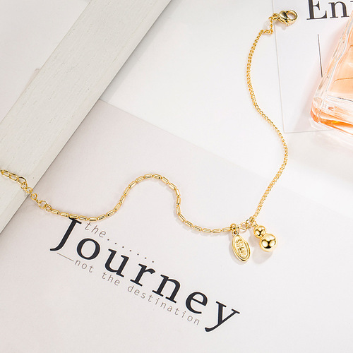  new summer 18K gold-plated gourd anklet for women, high-end niche, light luxury, high-end design, retro