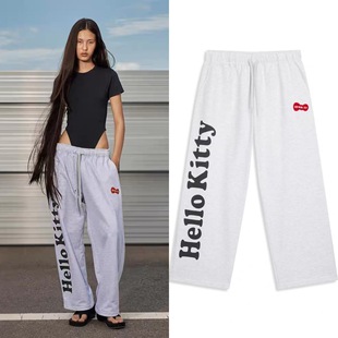 South Korea Niche Yy New Joint Letter Bow Printed Straight Casual Sports Pants Sweatpants