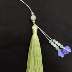 Trendy New Arrival: Light Grass Green 12cm Tassel Two-Sided Leaf-Shape Cheongsam Collar Kids' Clothing Hanfu Accessories