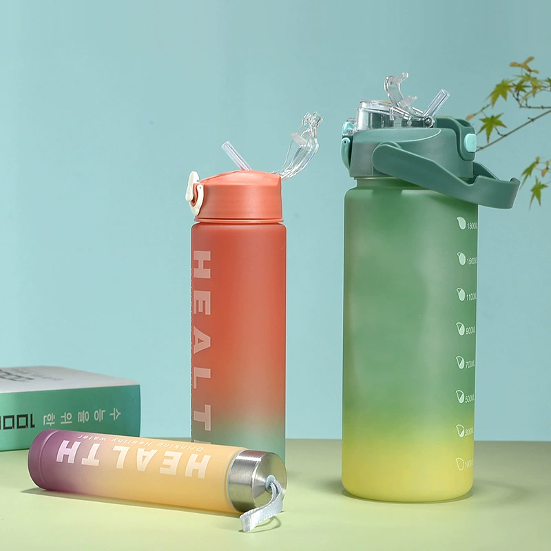 Glass, travel matte rainbow water bottle for water, handheld set, gradient