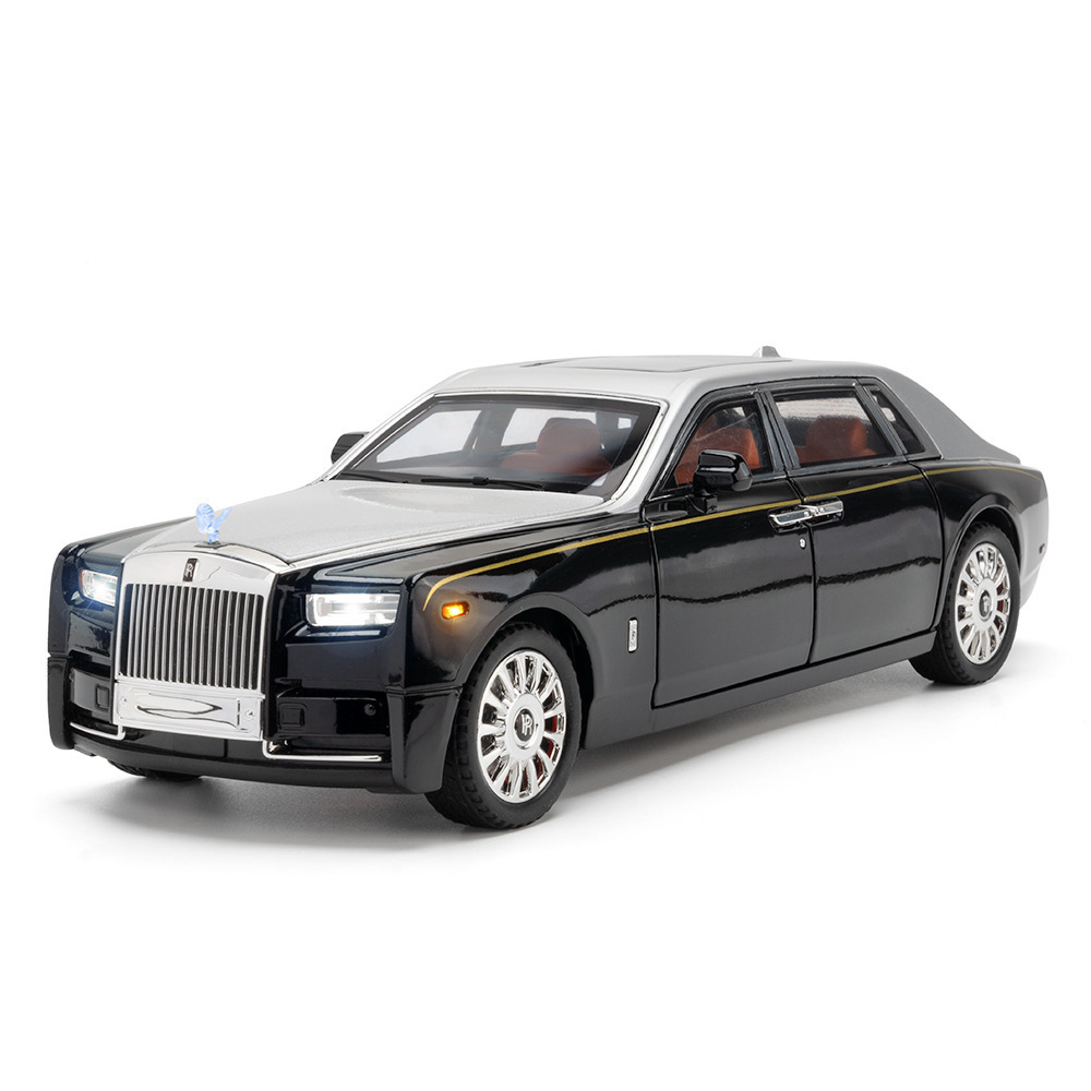 Aleación de coche 1:18 Rolls Phantom modelo de coche Tire hacia atrás con sonido ligero juguete niño coche música modelo adornos