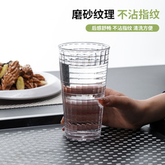 ins風網紅食品級PC水杯咖啡杯簡約日式格紋水杯餐廳果汁杯奶茶杯