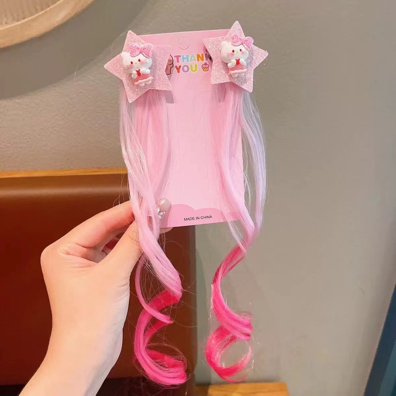子供のファンタジーマイリトルポニーリボンかつらヘアピン少女漫画スタイル女の子弾性ふわふわヘアアクセサリー|undefined