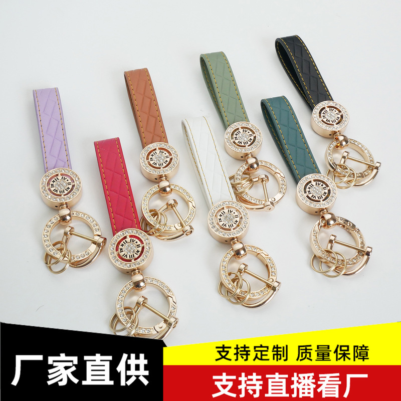 Diamond-encrusted Roman numeral car keychain creative personality key chain men and women fashion small gift pendant wholesale Diamond-encrusted Roman numeral car keychain creative personality key chain men and women fashion small gift pendant wholesale