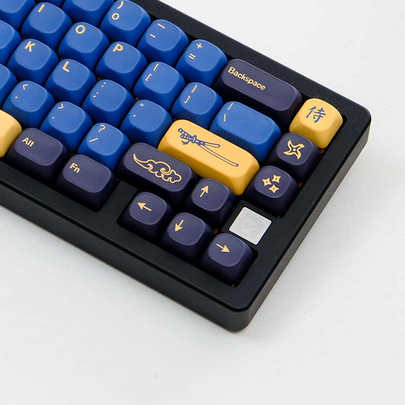 Gmk Blue Samurai Moa\Koa Height 131 Keys Adapted Mechanical Keyboard Replacement Keycap Customized Blue 68 98