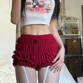 欧美式辣妹低腰运动褶皱短裤女夏季新款高腰紧身显瘦a字外穿热裤