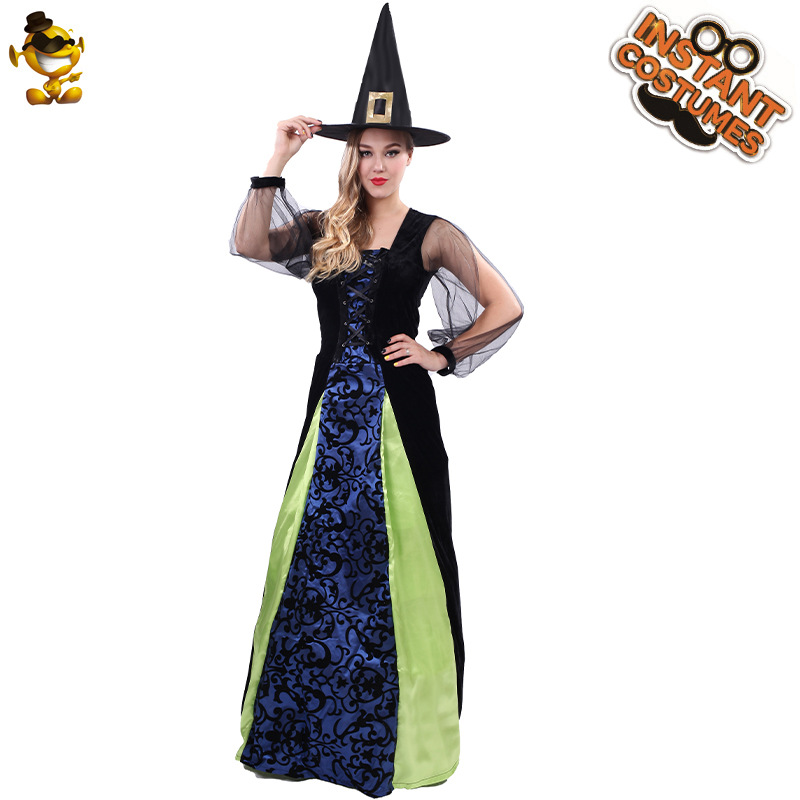 Adulto partido bruja Halloween traje bruja mascarada etapa Cosplay traje