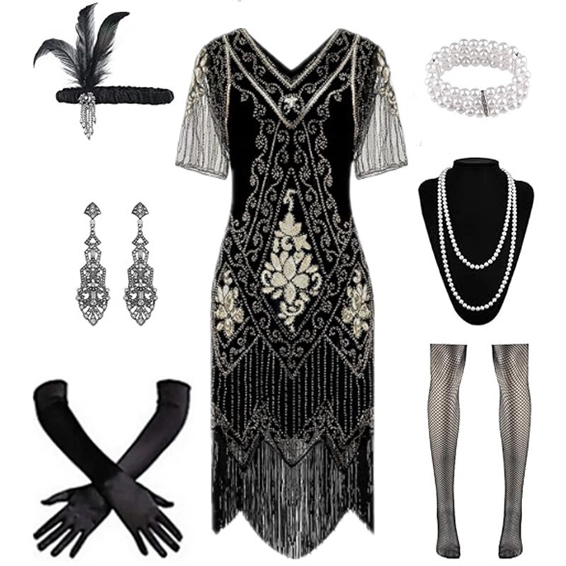 European and American S-4Xl Tassel Party Evening Dress 1920S Vintage Sequin Beaded Gatsby Dress Amazon European and American S-4Xl Tassel Party Evening Dress 1920S Vintage Sequin Beaded Gatsby Dress Amazon