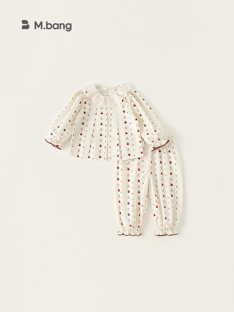 Yubao ropa infantil niñas ropa de casa primavera nuevo niño camisa de muñeca de encaje pijamas de primavera
