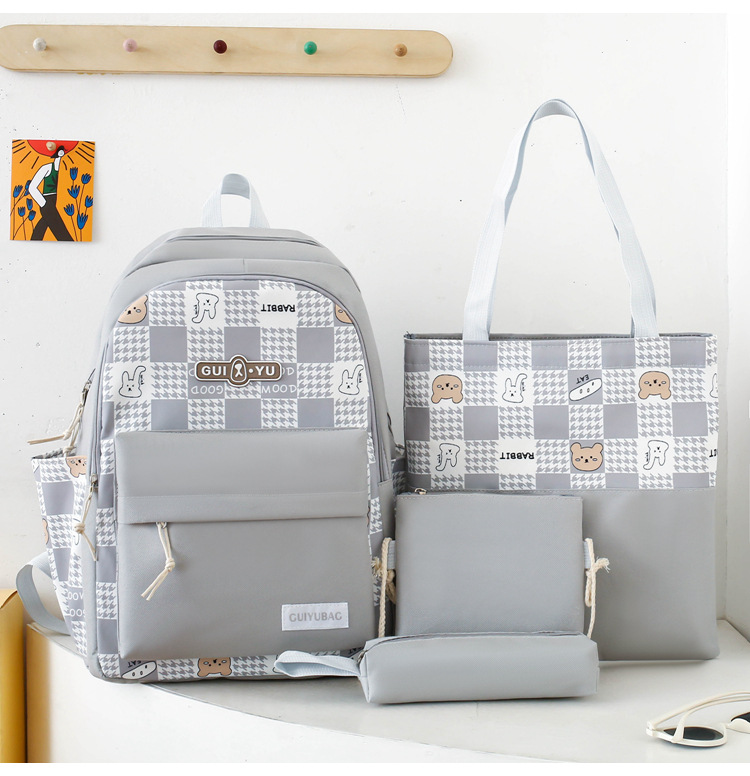 Zaini per bambini, nuovi, piccoli, freschi e carini, a quadri, con orsetto dei cartoni animati, alla moda, abbinati ai colori, per ragazze, scuola media e studenti_voghion.com