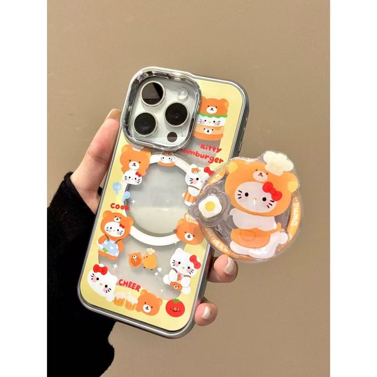 Cartoon Rim Chef Hat Easy Panda Cat Suitable for Iphone16Promax Apple 15 Two-In-One Mobile Phone Case
