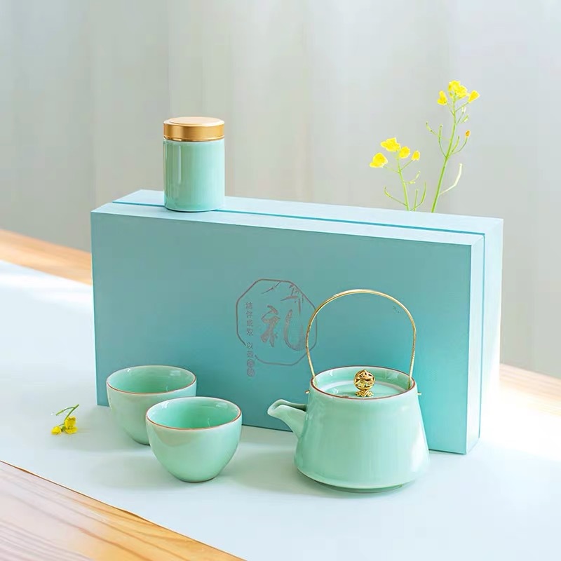 小清新茶壶茶杯礼品盒方形礼盒定做上下盖茶具包装盒水杯盒定制