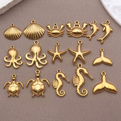 ステンレス鋼かわいい漫画カメカニオーシャンシリーズペンダント小さなペンダント diy イヤリングネックレスジュエリーアクセサリー