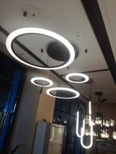 客廳吊燈北歐 店鋪展廳放大鏡輕奢環形led現代創意餐廳燈個性燈具
