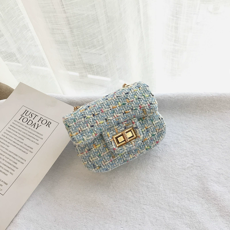 Детская шерстяная сумочка через плечо (стиль Chanel), корейский принцесcный дизайн, 13×4,5×9 см