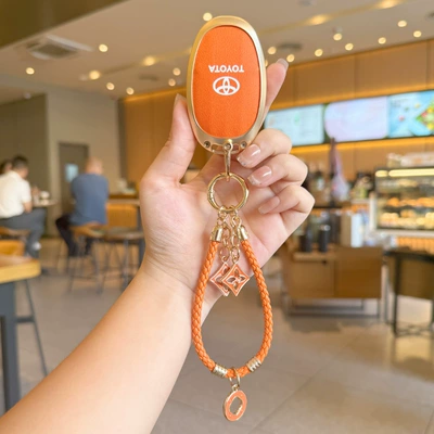 Modification Kit, Full Cover Shell — Car key bag - type-a-hermes-orange-braided-rope-hanging-chain