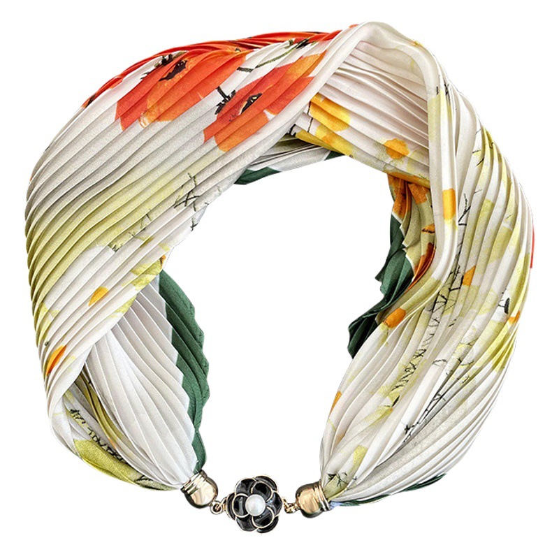 Nuevo collar de bufanda de hebilla magnética versátil elegante bufanda plisada de alto grado correa de muñeca perezosa bufanda banda de pelo