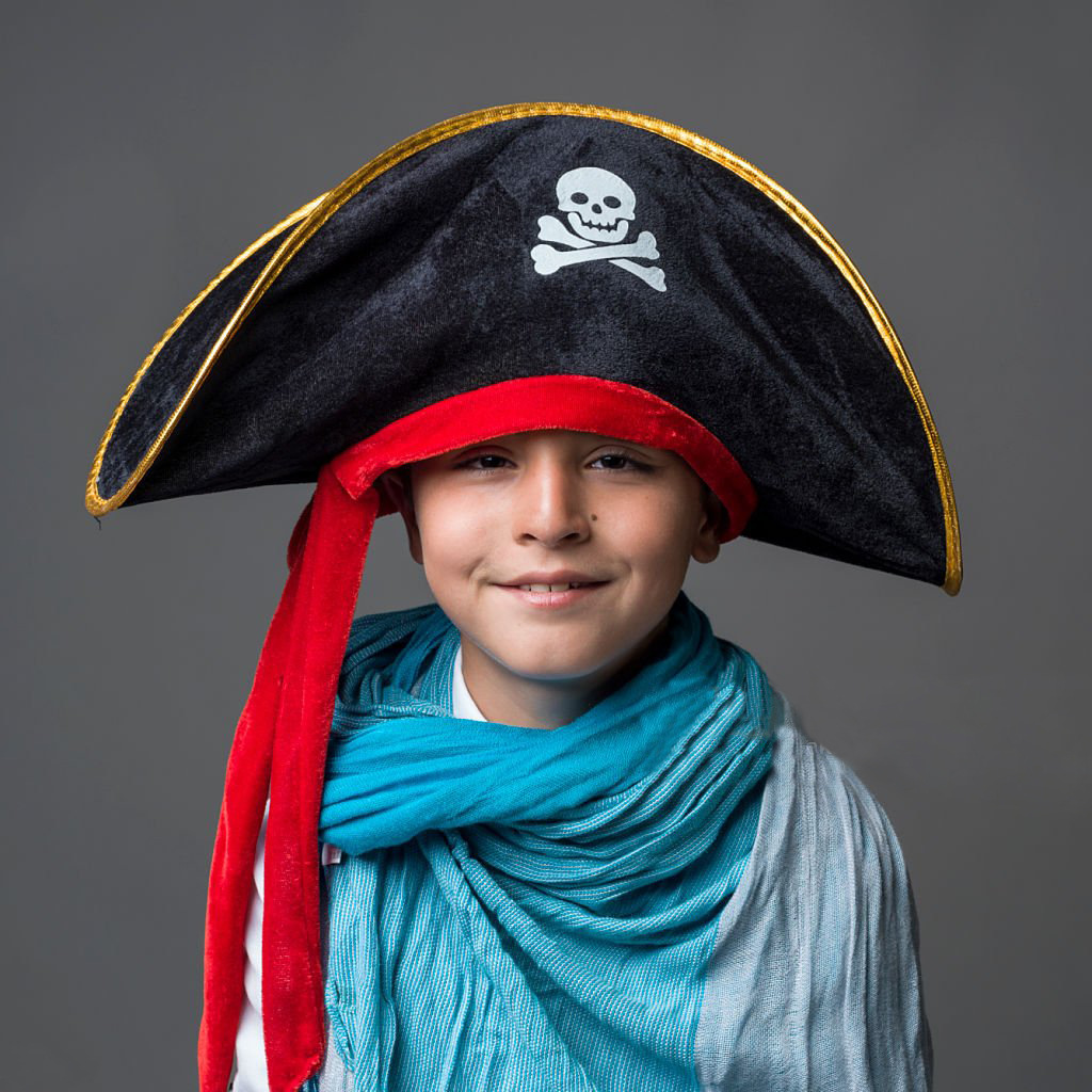 Sombrero de capitán pirata transfronterizo de Halloween suministros de baile sombrero pirata del Caribe sombrero pirata calavera sombrero de cinta roja