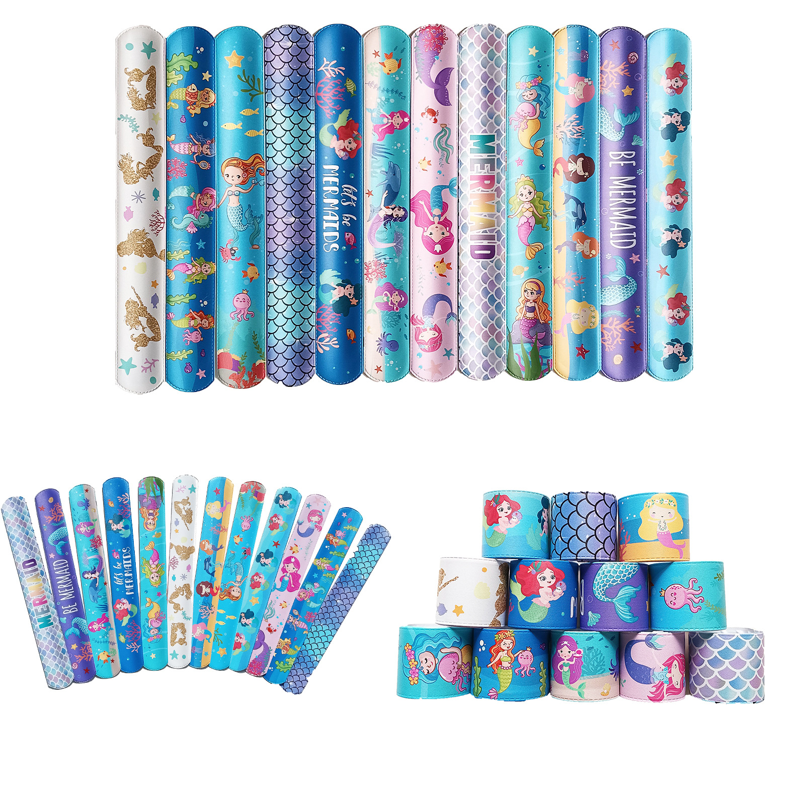 Nueva sirena Snap anillo correa de muñeca serie de sirena de dibujos animados correa de muñeca regalo de los niños Snap anillo