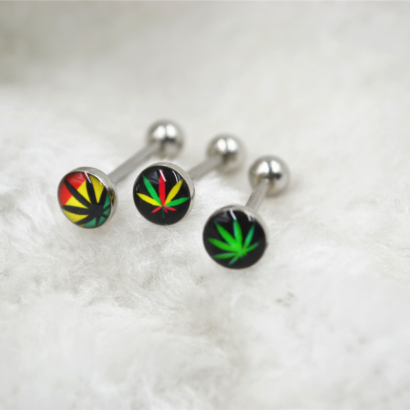 Novelty Fashion Simple Style Maple Leaf Stainless Steel Plating Tongue Nail