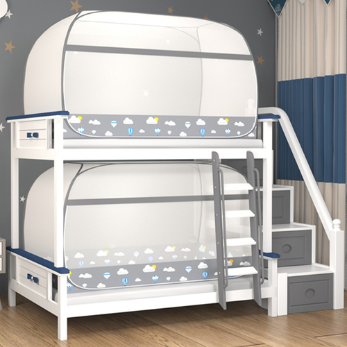 Wholesale Mongolian Yurt Mosquito Net Dormitory Single 0.9m Mother and Son Bed Double Layer High-Low Iron Frame Solid Wood Bed Up and Down