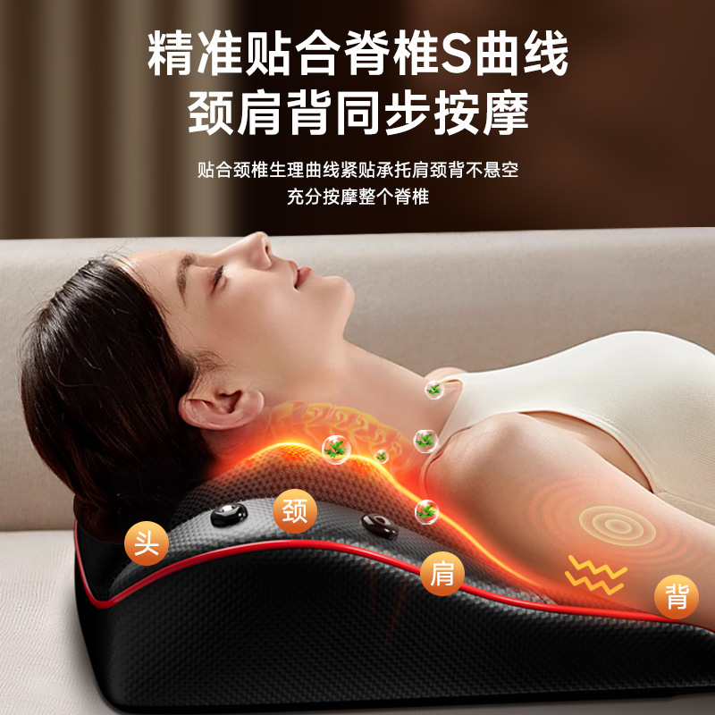 Enlong cuello masajeador cervical cintura hombro cuello abdomen pierna espalda compresa caliente cojín amasamiento almohada de masaje eléctrico