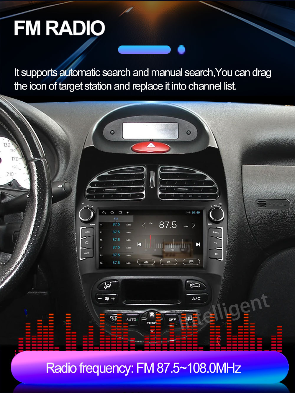 Suitable for Peugeot 206 Android 7inch Car Gps Bluetooth Carplay Car Navigation System Central Control Smart Car System