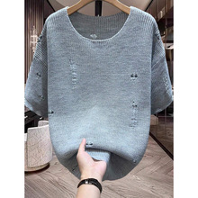Z 51751 Men's Hollow Crew Neck Knit Tee ��ʿԲ���ο���֯��