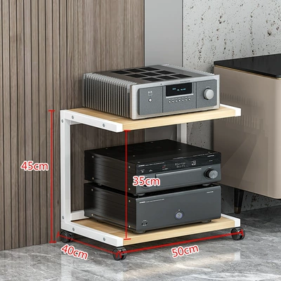 Power Amplifier Rack Power Amplifier Cabinet Audio Speaker Power Amplifier Cabinet Removable CD Gallbladder Machine hifi Equipment Stand Foot Stand (Electric car big tripod) - 2-layers-of-small-white-light-walnut-25-plate-thickness