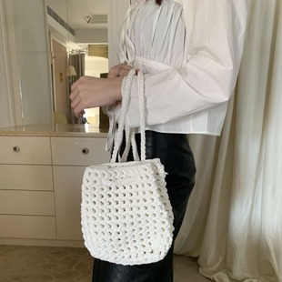 2024 Spring New hollow woven fashion South Korea Dongdaemun series handmade cotton woven backpack