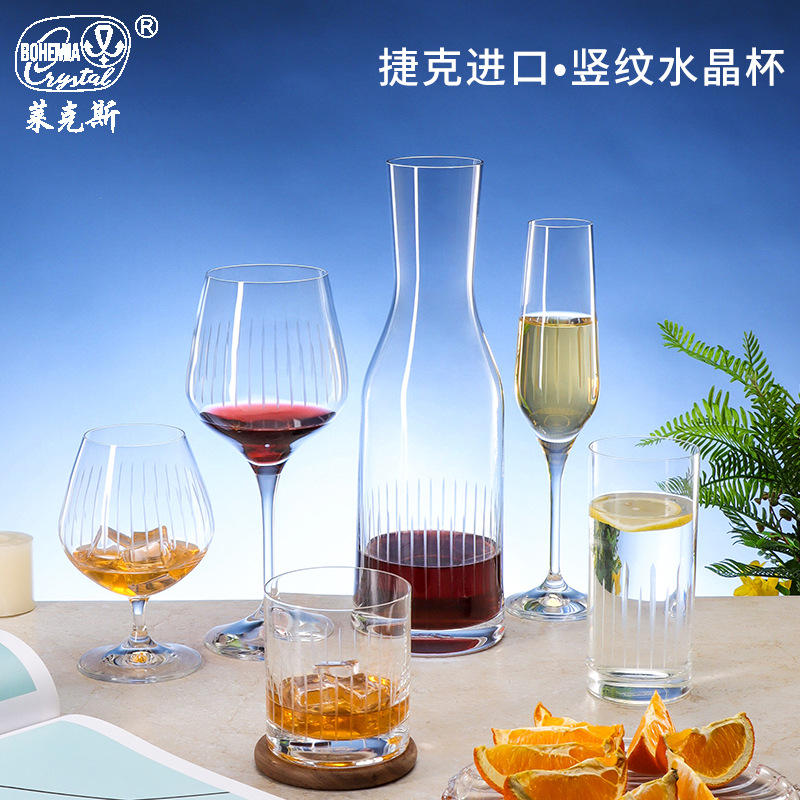 Importación checa tallado a mano tazas de cristal tazas de vino vertical tazas de agua de alta calidad tazas de whisky tazas de pies altos al por mayor