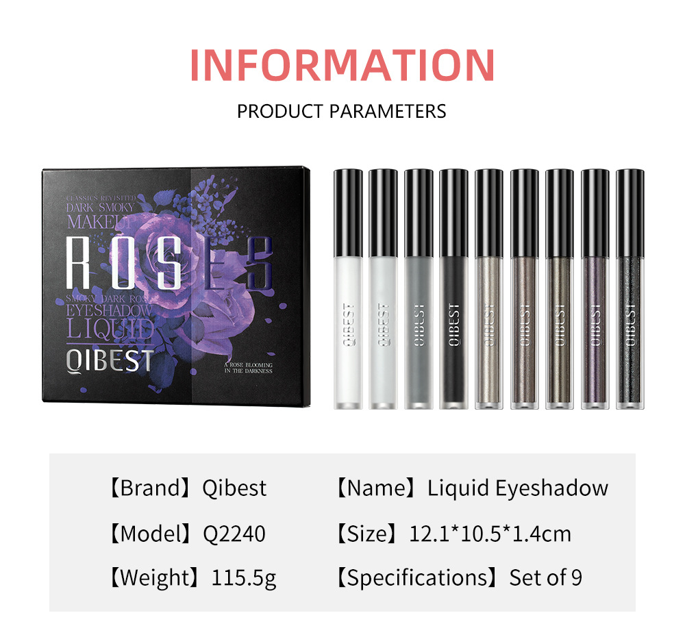 QIBEST Cross-border Cement Grey Eyeshadow Liquid Matte Pearlescent Fine Flash Dark Style European and American punk Smoky Eye Eyeshadow Liquid undefined