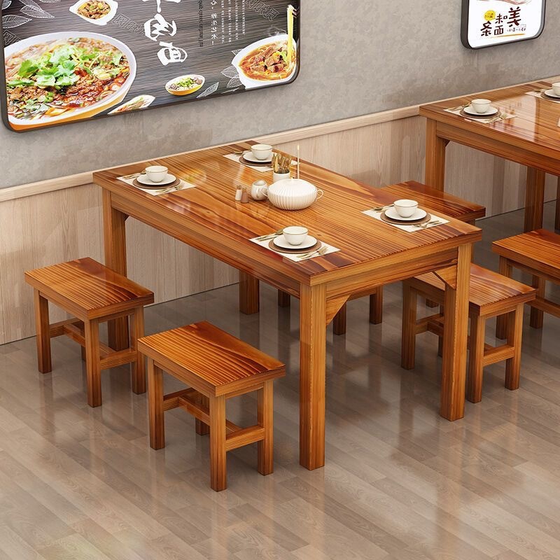 無垢材ホテルテーブルと椅子の組み合わせ朝食スナック店ラーメン屋ファーストフードテーブルと椅子バーベキューショップテーブルレストラン炭化テーブルと椅子|undefined