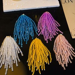 クリスタルタッセル半製品アクセサリー イヤリング ヘアアクセサリー 装飾 手作りビーズ飾り 滝型イヤリング