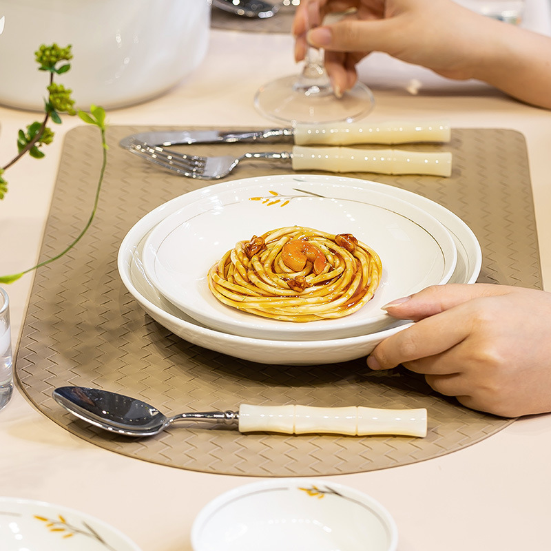 下絵色家庭用陶器ボウル食器ミニマリストスタイル食器セット食器プレートインスタントラーメンボウルスープボウル組み合わせギフト|undefined