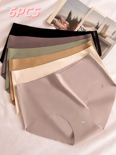 6pcs Womens Seams Ice Silky Thongs Soft Breathable