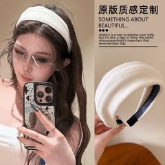 韩系温柔白色针织宽边发箍2025新款百搭束发带日常外戴高颅顶头箍