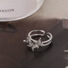 Zirconium, fashionable ring with stone, trend copper gemstone ring with bow, accessory, Korean style, wholesale