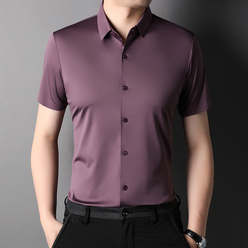 Summer silk men's breathable quick dry elastic shirt
