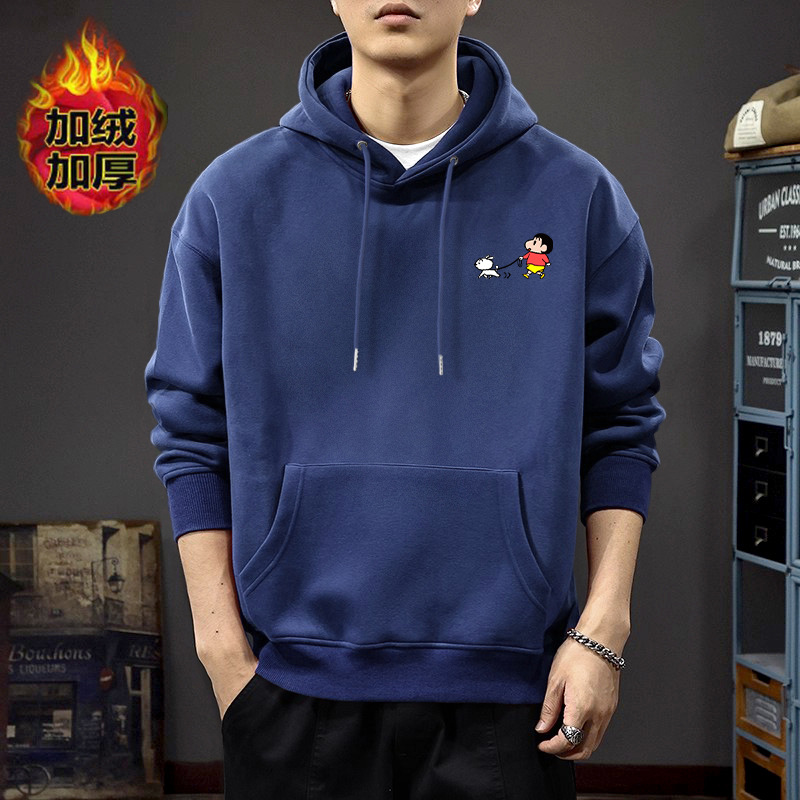 Otoño y invierno nuevo pesado sudadera con capuz pareja de terciopelo grueso marca de moda suelta chaqueta impresa americana para hombres y mujeres