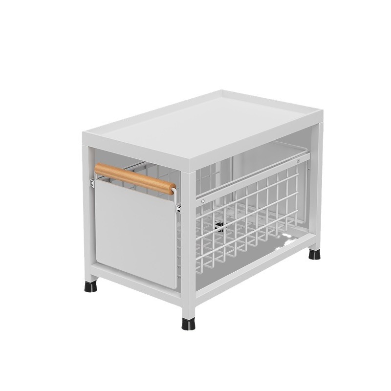 Estante de almacenamiento del fregadero de la cocina Estante estratificado tipo extracción multifuncional Estante de almacenamiento multicapa Tazo de condimento Cesta de extracción del armario de cocina