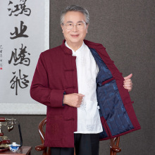 唐装男中老年棉袄中国风爸爸装冬季爷爷生日寿星衣服立领盘扣棉衣