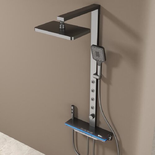 Smart Home Waist Spray Shower Set Home Gun Gray Milk White Bathroom Digital Display Ambience Light Shower
