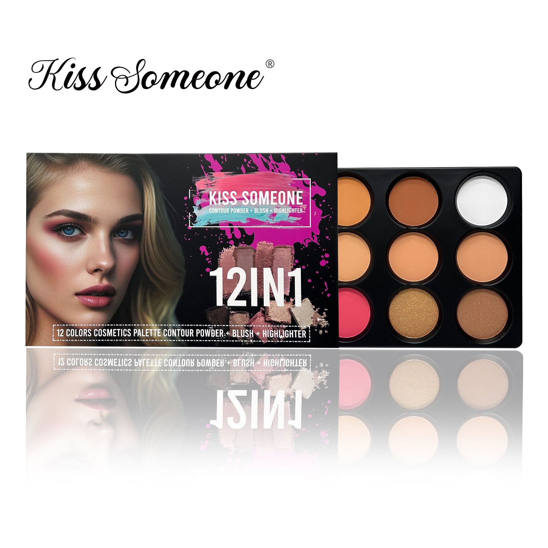 Special for cross-border export high-gloss brightening hot sale 12 color earth color makeup plate eye shadow blush matte powder cake plate