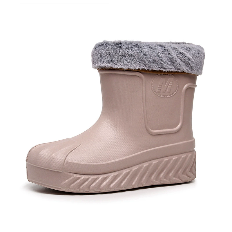 Снежные сапоги женская легкая водонепроницаемая хлопчатобумажная обувь зимой плюс бархатная теплая нескользящая хлопчатобумажная сапоги мойка автомобиля рефрижераторная работа по защите труда дождевая обувь
