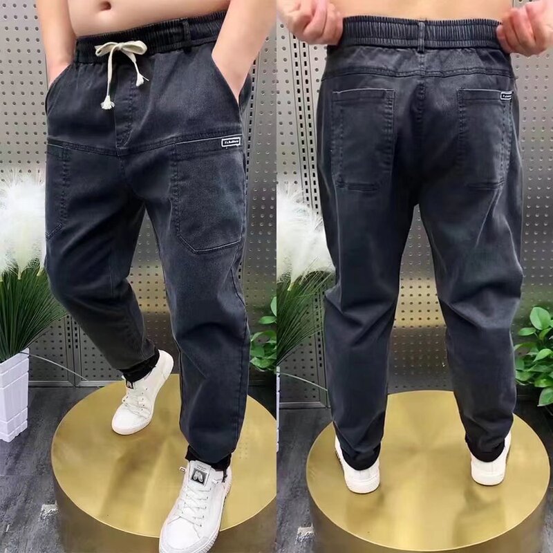Summer Men's Stretch Denim Jeans with Six Pockets, Dad-Style Loose Versatile Harem Pants, Trendy and Cool Popular Style Summer Men's Stretch Denim Jeans with Six Pockets, Dad-Style Loose Versatile Harem Pants, Trendy and Cool Popular Style