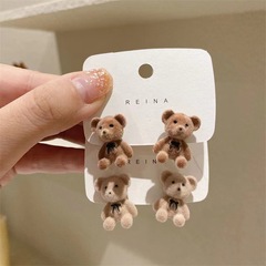 トレンディなガーリーハート学生イヤリング 925 シルバー針植毛かわいいクマのイヤリング気質シンプルなイヤリング女性用
