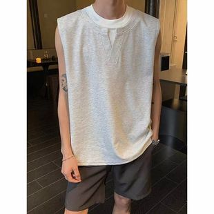 Hamb Original 2025 Summer American Half-Zip Waffle Vest Men's Sports Fitness Loose Casual