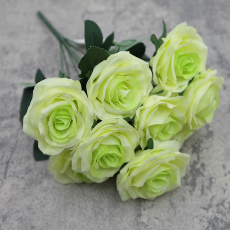 10-Cabeza de diamante Rosa flor artificial gran ramo artificial curling Rosa decoración de la boda flor de seda flor falsa al por mayor