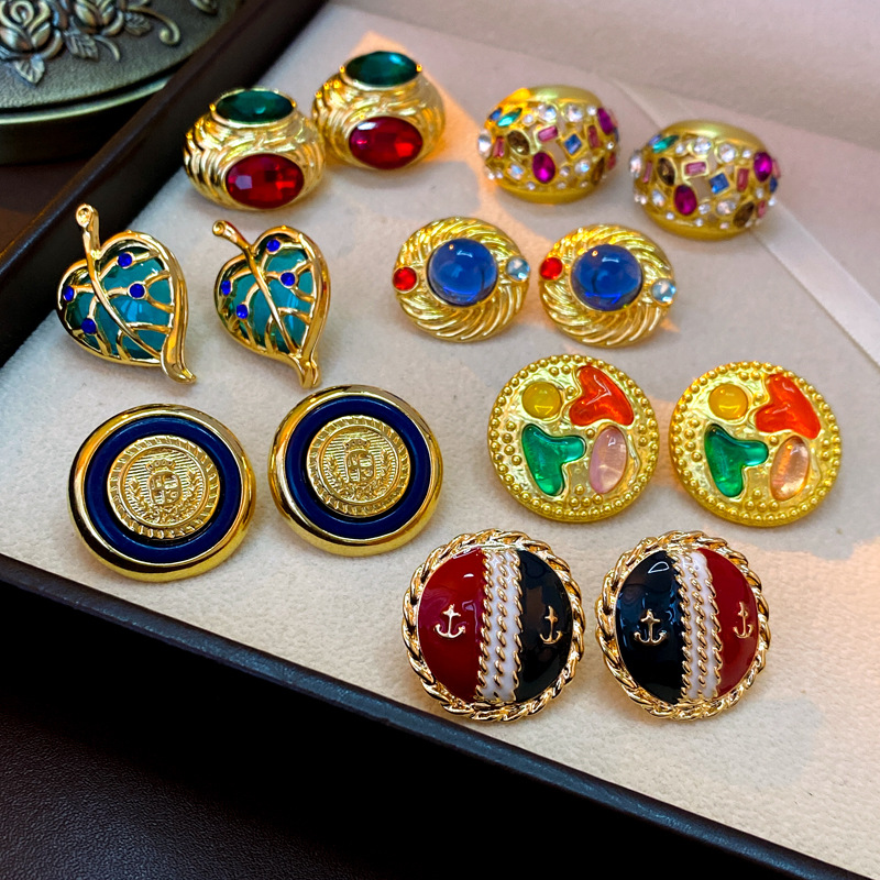 27g Weight Artificial Gemstones Inlay Material 1 Pair Classical Water Droplets Flower Inlay Copper Artificial Gemstones Drop Earrings Ear Studs
